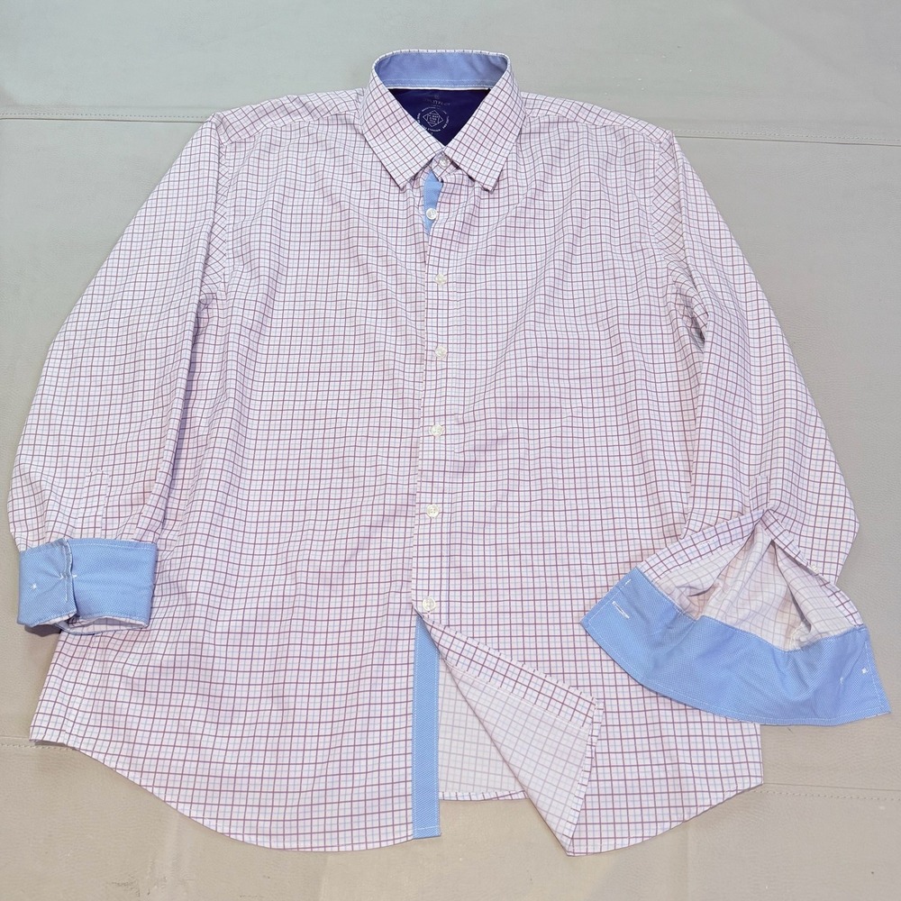 CONSTRUCT Men Dress Shirt 4-Way Active Performance Plaid Roll Cuff Check XL-5363
